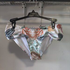 NWT Rachel Roy Side Shirred Hipster Bikini Bottoms White Size M $50 10HL171